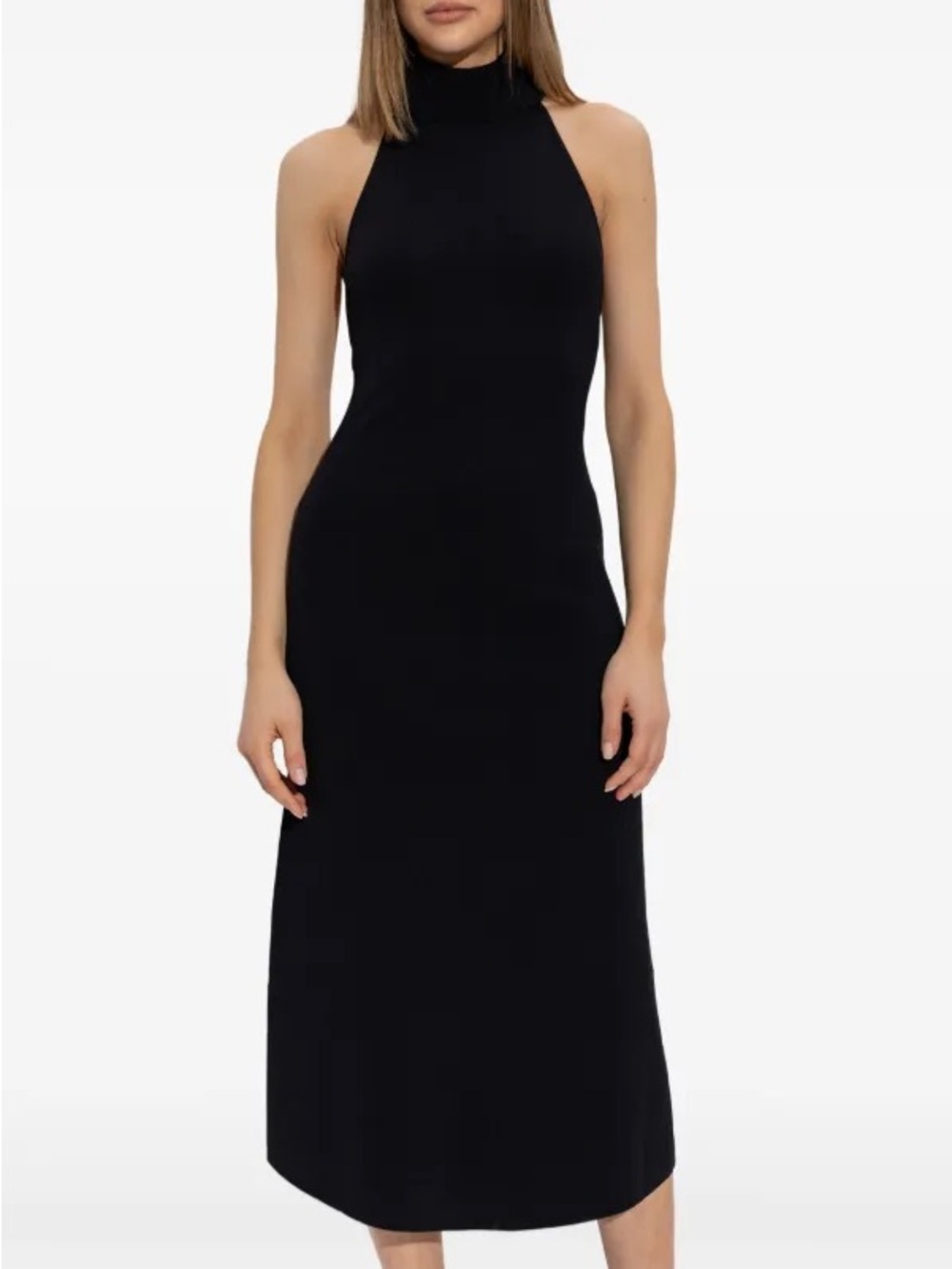 CULT GAIA Katara Dress S Elegant Black Sleeveless High-Neck Midi Dress